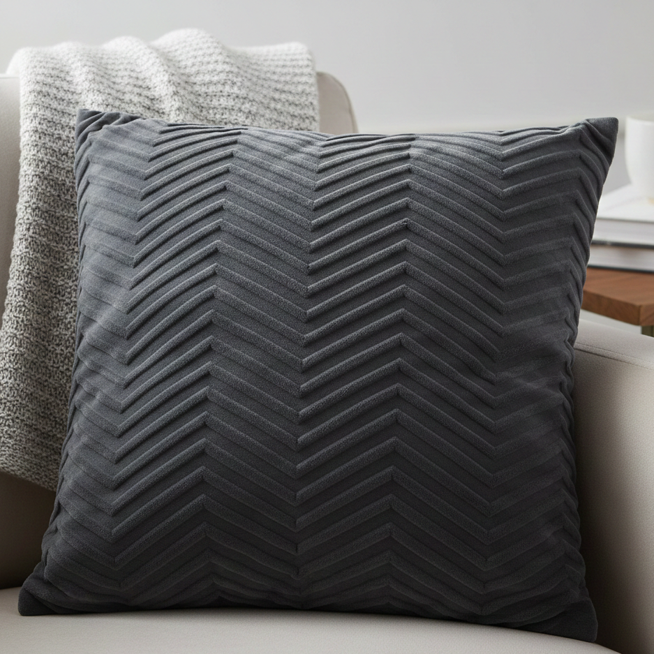 Decorative Pillow With Chevron-Stitched Surface
