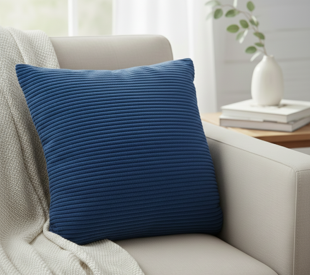 Decorative Pillow with Horizontal Ribbed Texture
