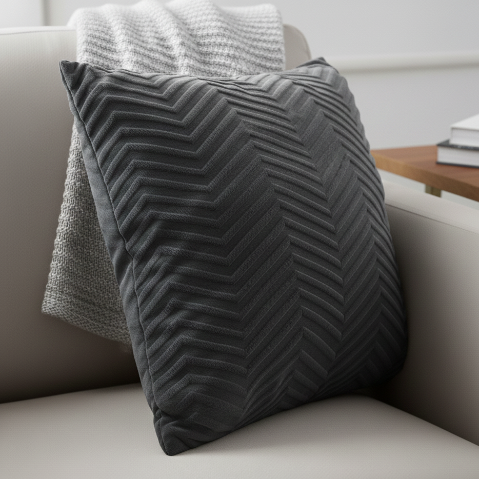 Decorative Pillow With Chevron-Stitched Surface