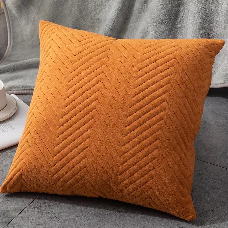 Decorative Pillow With Chevron-Stitched Surface
